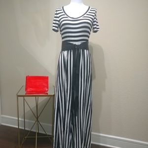 Stripped Jumpsuit, Size Small Blk/White